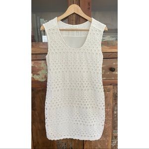 White Zara T-Shirt Collection Eyelet Circles Mini Dress